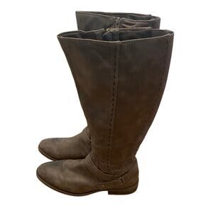 Baretraps Abram Tall Calf High Riding Boot Gray Zip‎ Side Walking Heel Size 10M